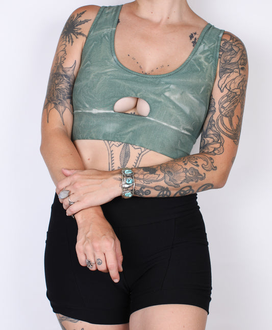 M- Mint Hemp Bamboo Peekboo Top