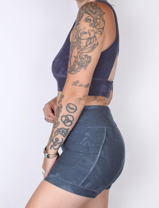 M- Blue Hemp Bamboo Pocket Shorts