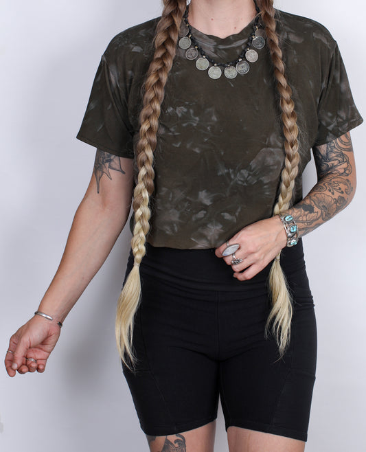 L - Brown Bamboo Crop Tee