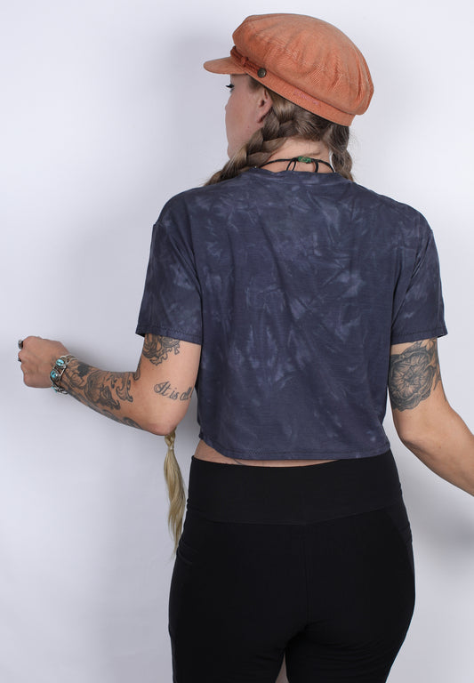 Blue Hemp Bamboo Crop Tee