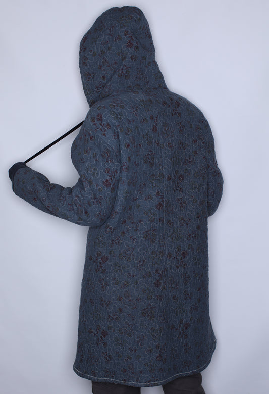 Blue Mottle Quilt Coat
