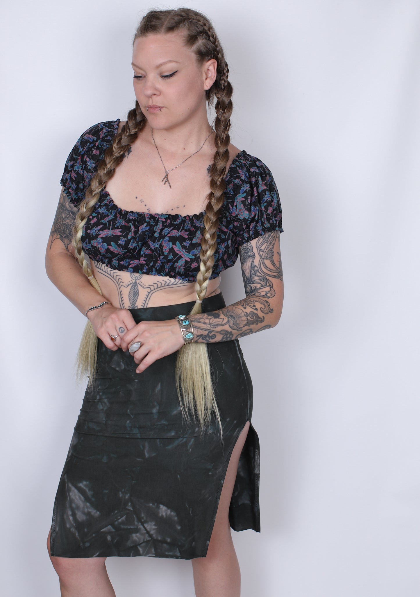 Grey Blue Bamboo Skirt