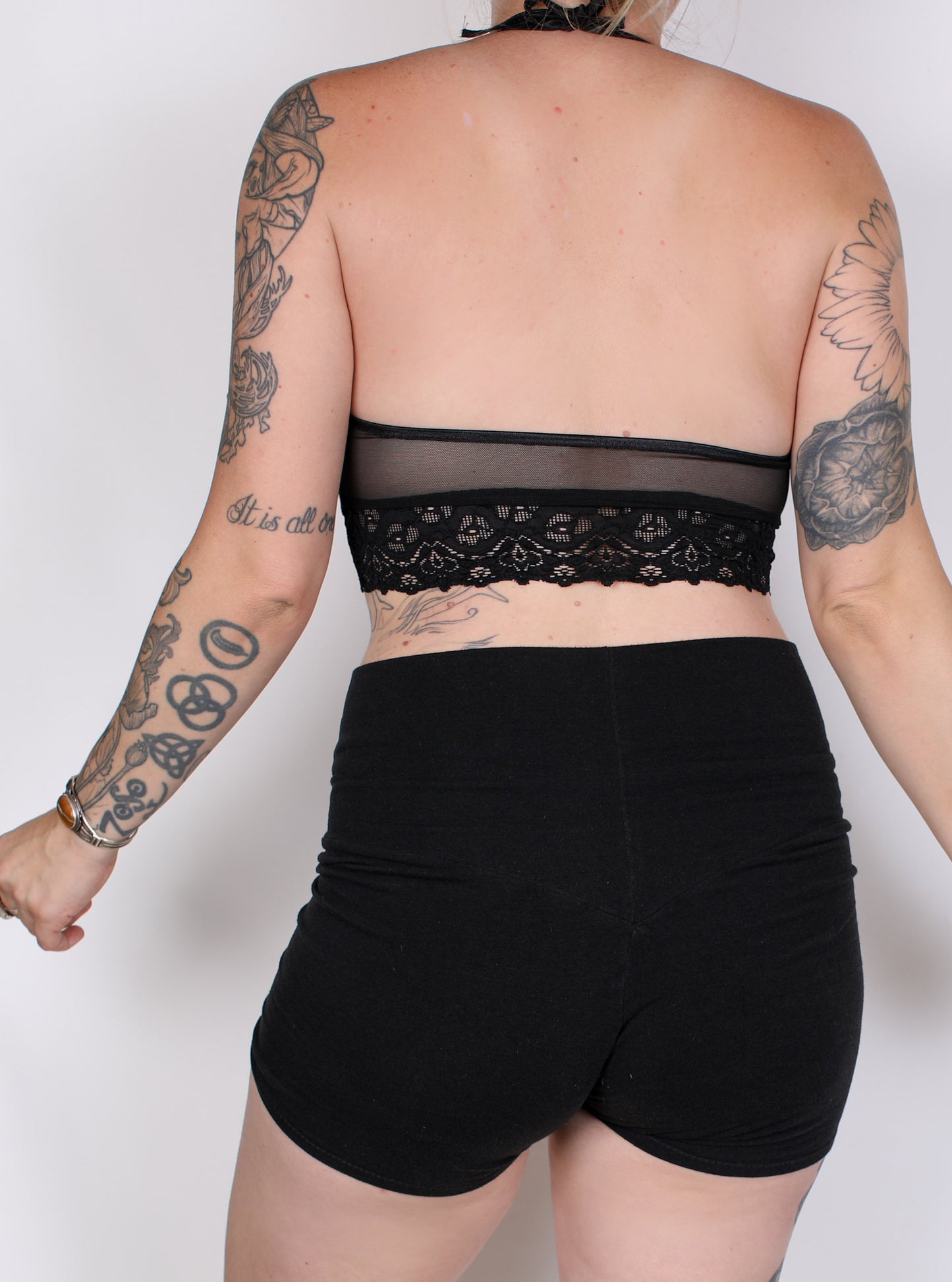 Red and Black Lace Mesh Crop