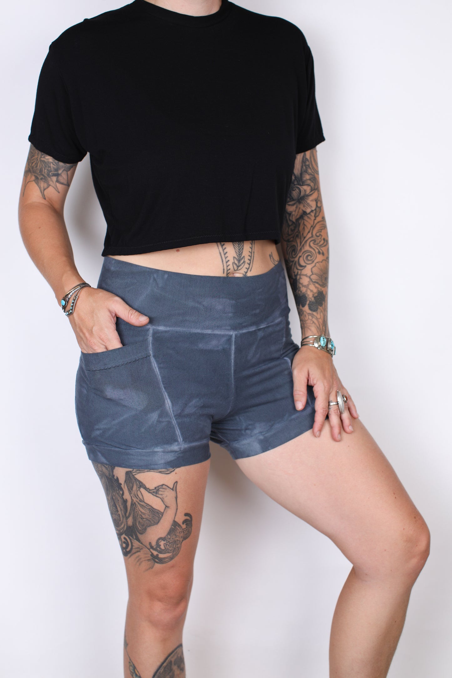 M- Blue Hemp Bamboo Pocket Shorts