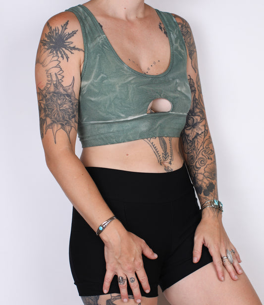 M- Mint Hemp Bamboo Peekboo Top