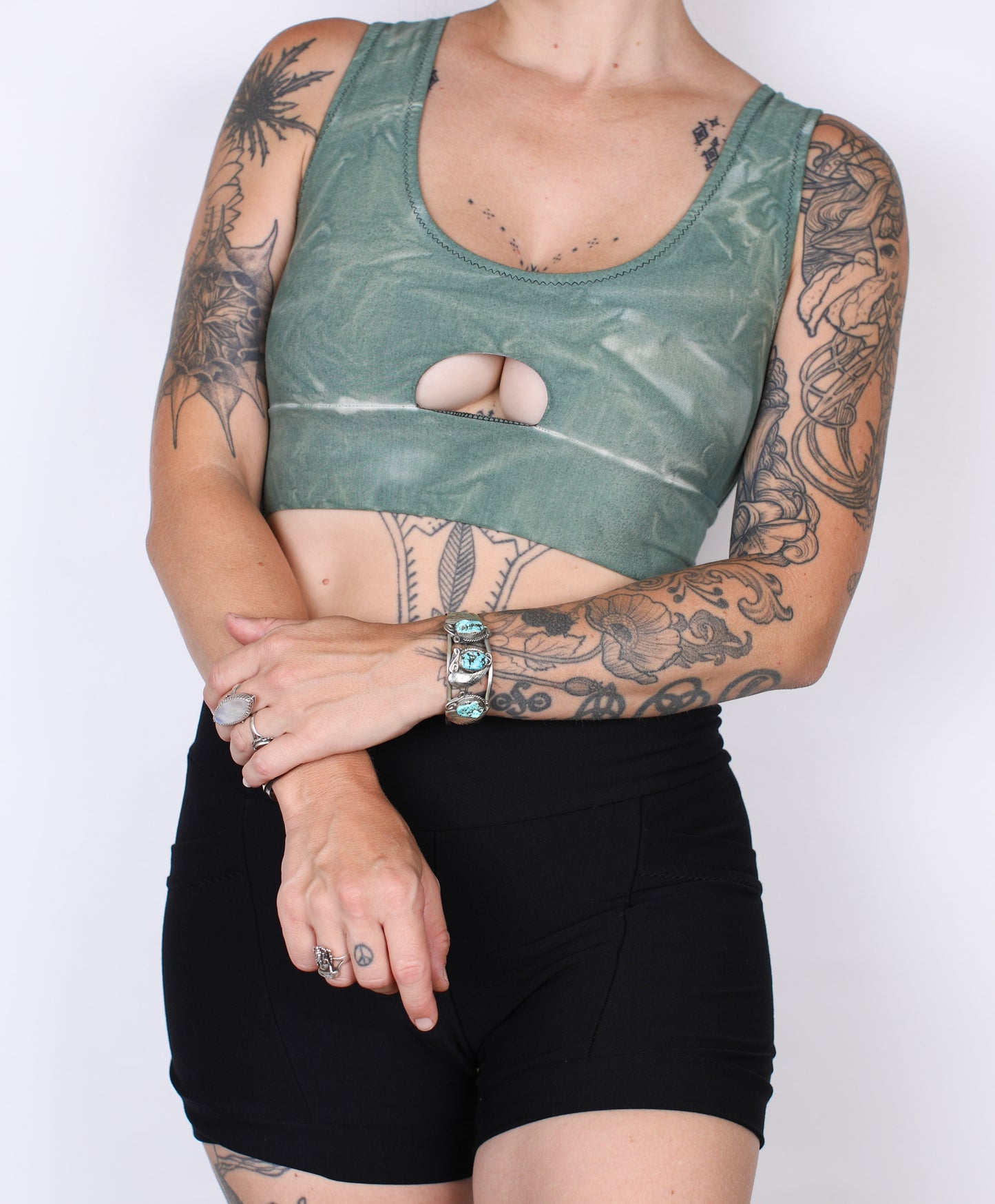 M- Mint Hemp Bamboo Peekboo Top