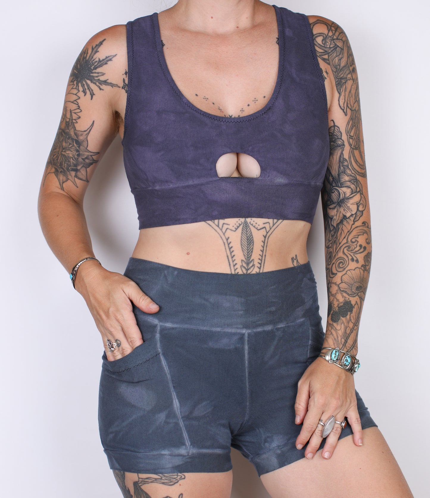 M- Lavender Hemp Bamboo Peekboo Top