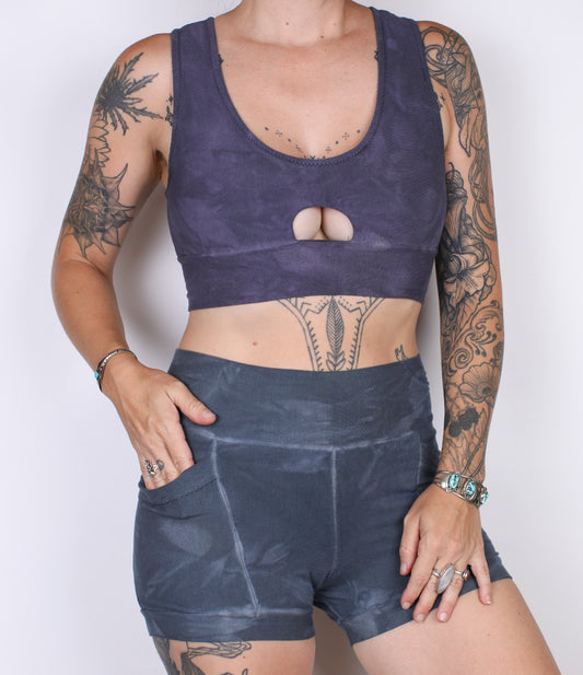 M- Lavender Hemp Bamboo Peekboo Top