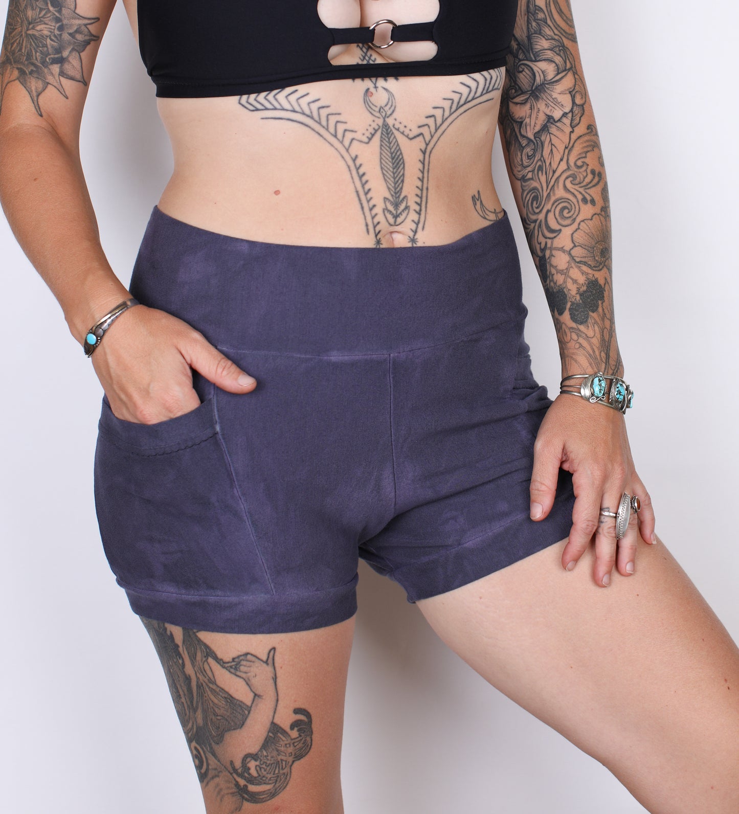 M-  Lavender Hemp Bamboo Pocket Shorts