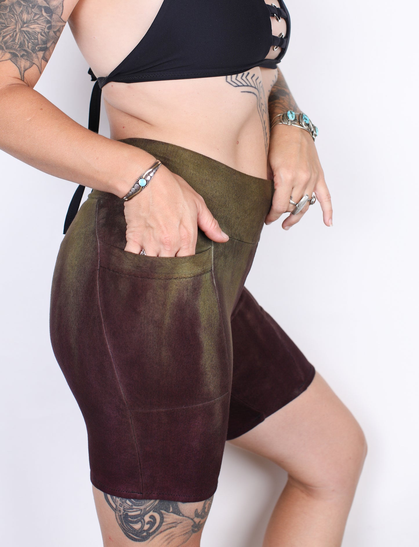 S- Earthy Purps Hemp Bamboo Pocket Mid Shorts