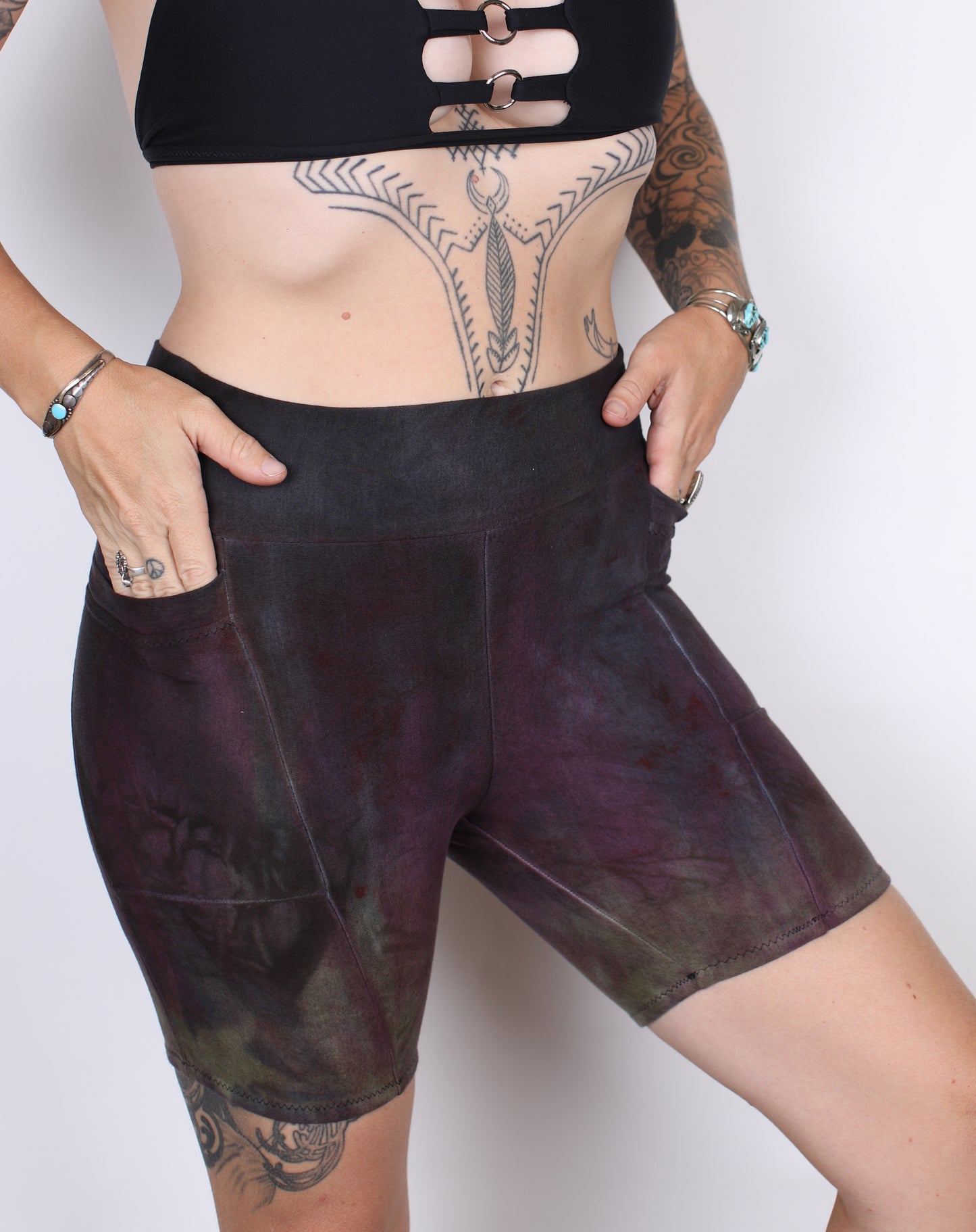 S- Stormy Purps Hemp Bamboo Pocket Mid Shorts