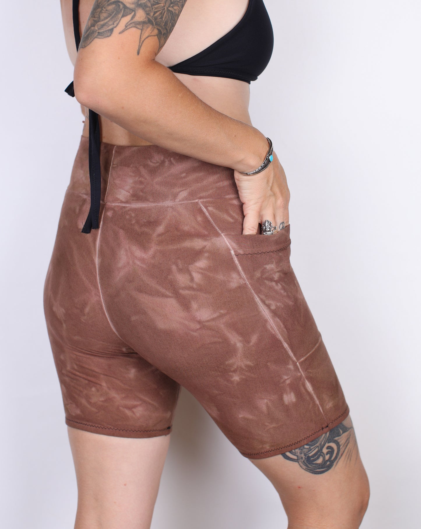 S- Tan Hemp Bamboo Pocket Mid Shorts