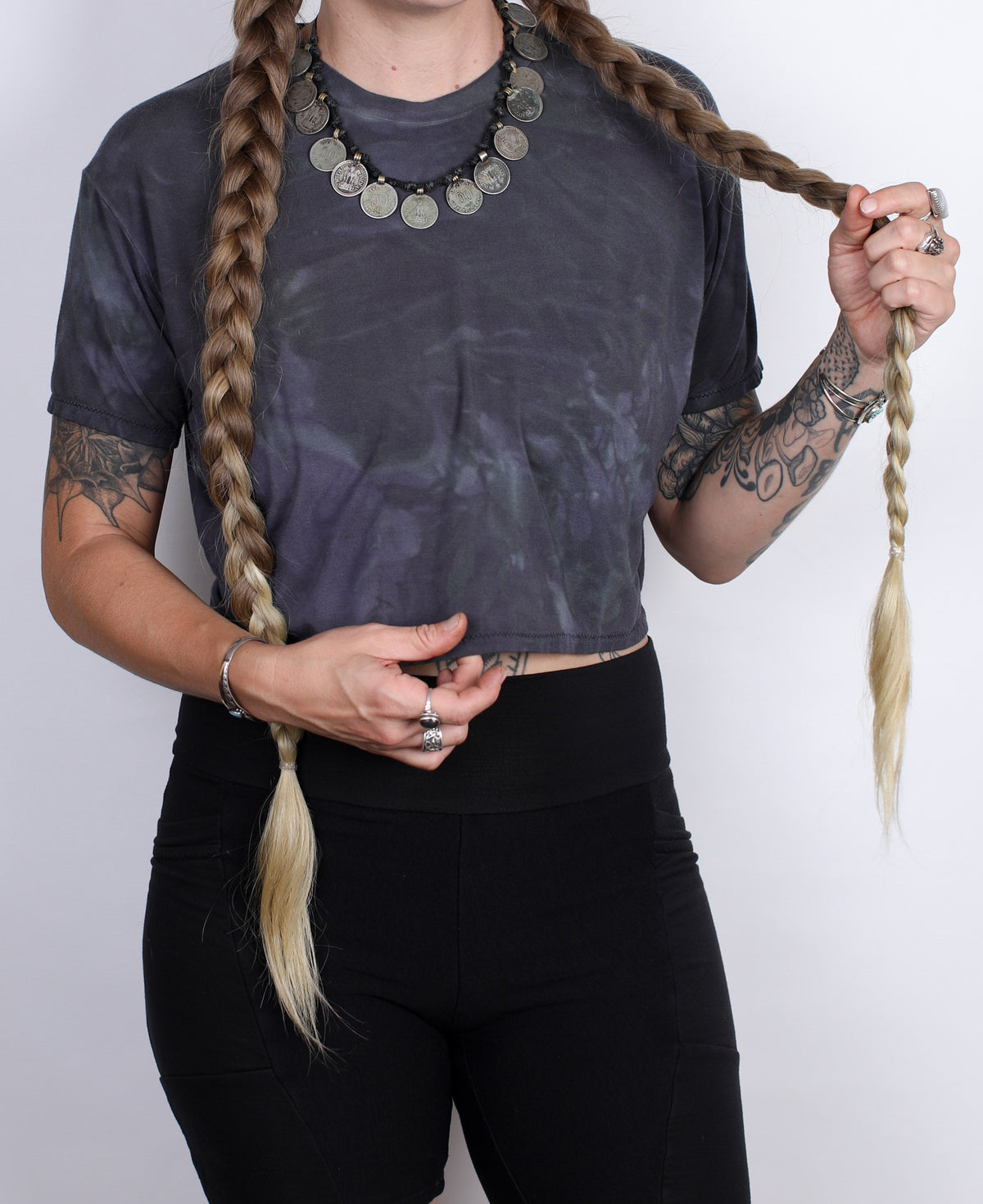 Blue Hemp Bamboo Crop Tee