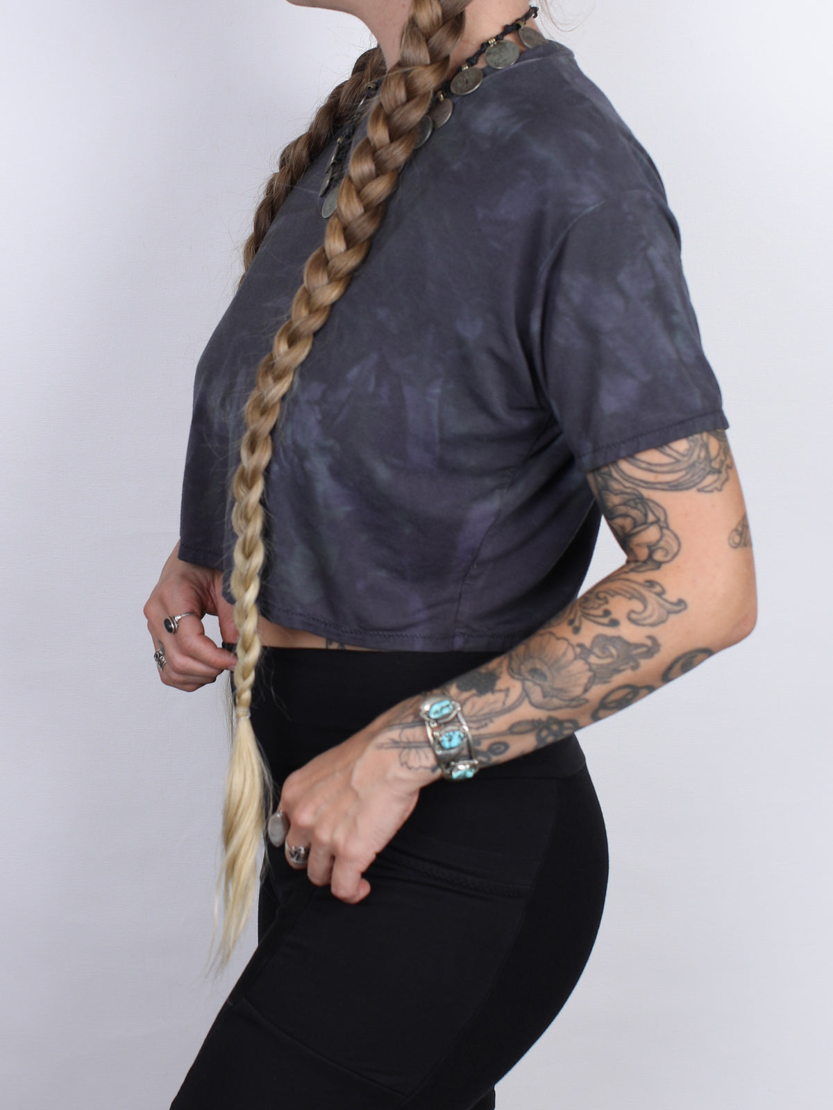Blue Hemp Bamboo Crop Tee