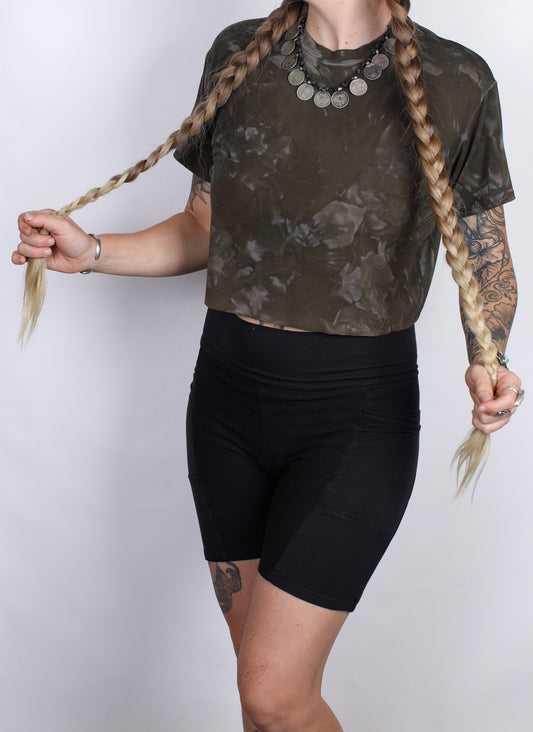 L - Brown Bamboo Crop Tee