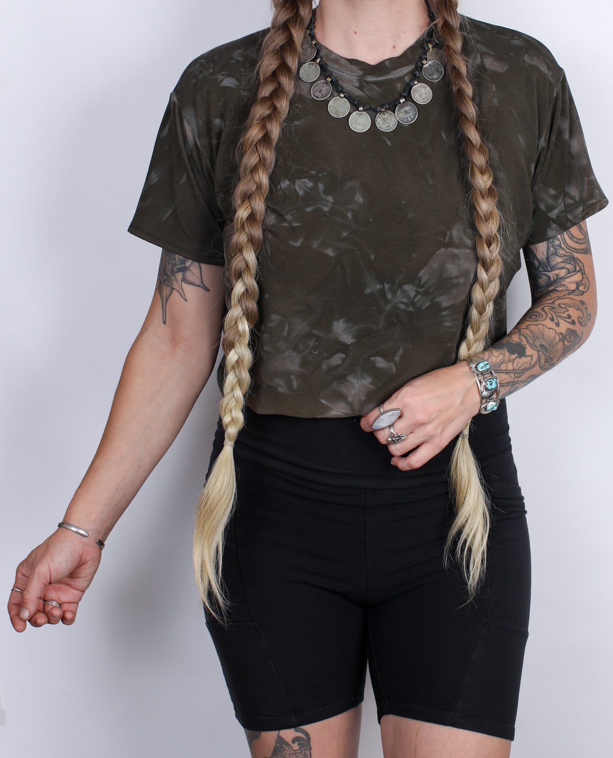 L - Brown Bamboo Crop Tee