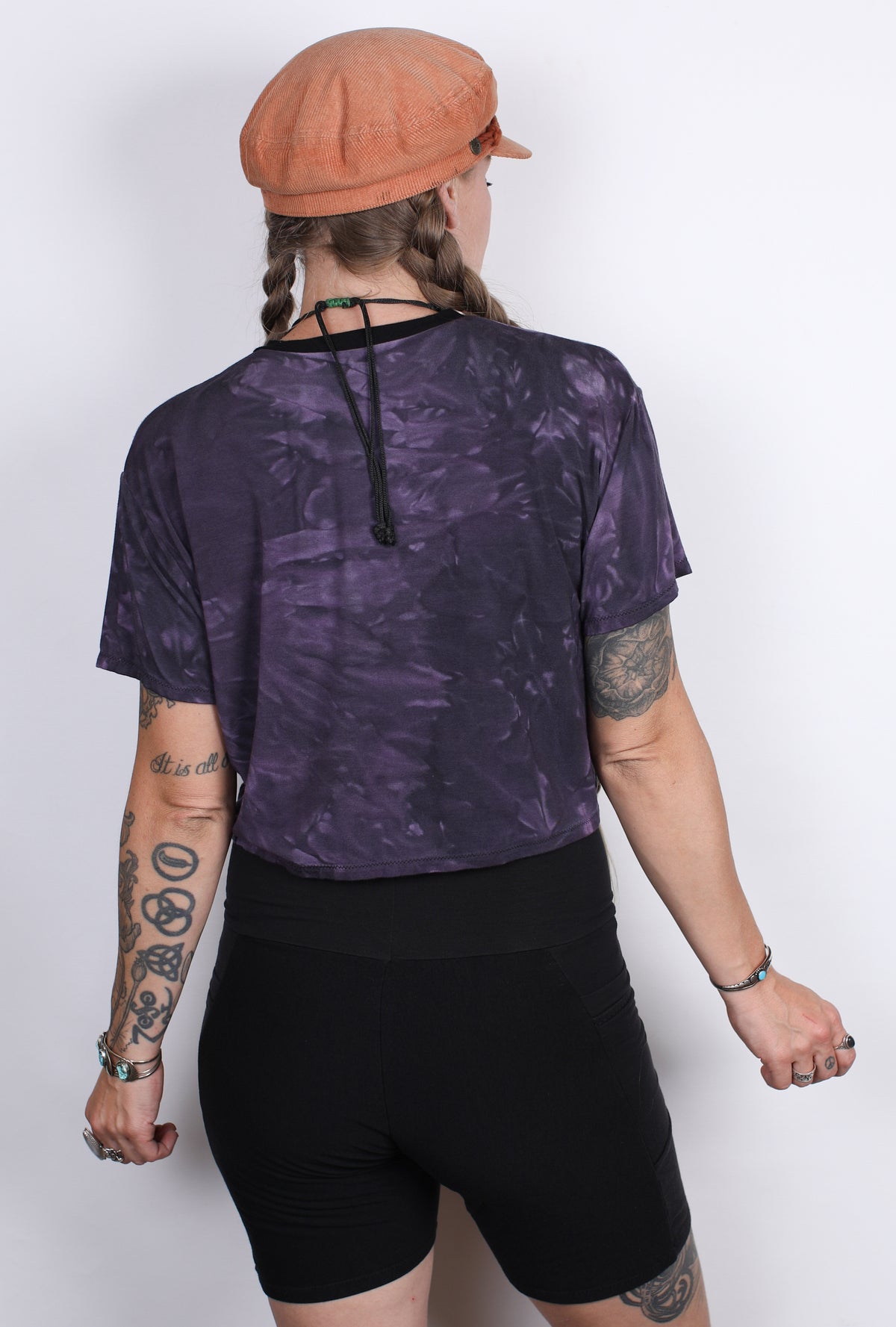L- Purple Hemp Bamboo Crop Tee