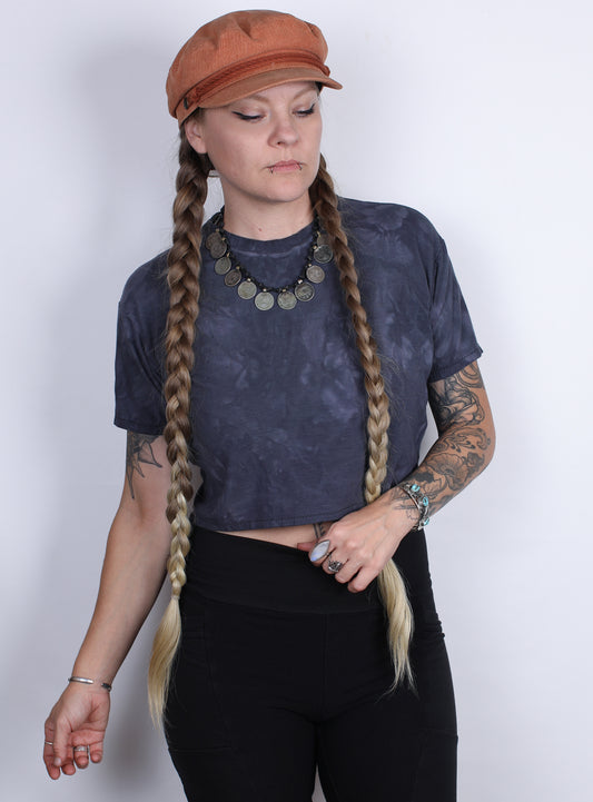Blue Hemp Bamboo Crop Tee