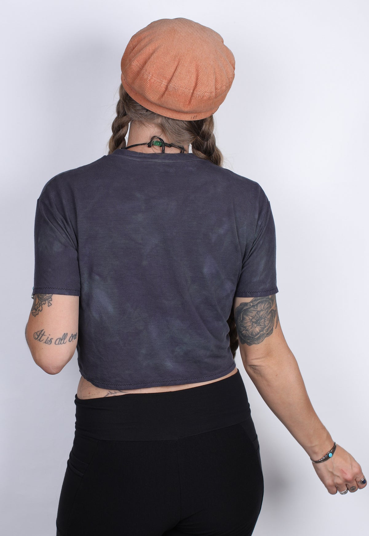 S - Blue Hemp Bamboo Crop Tee