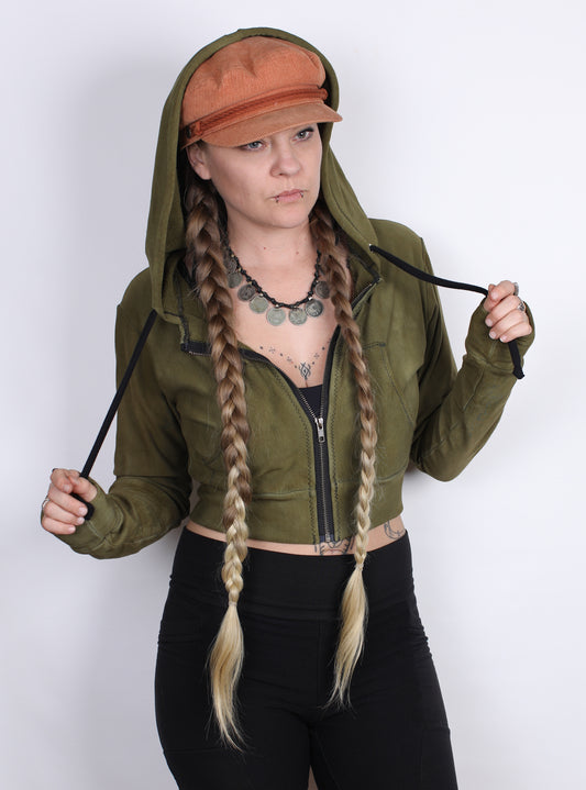 Sage Hemp Bamboo Crop Hoodie
