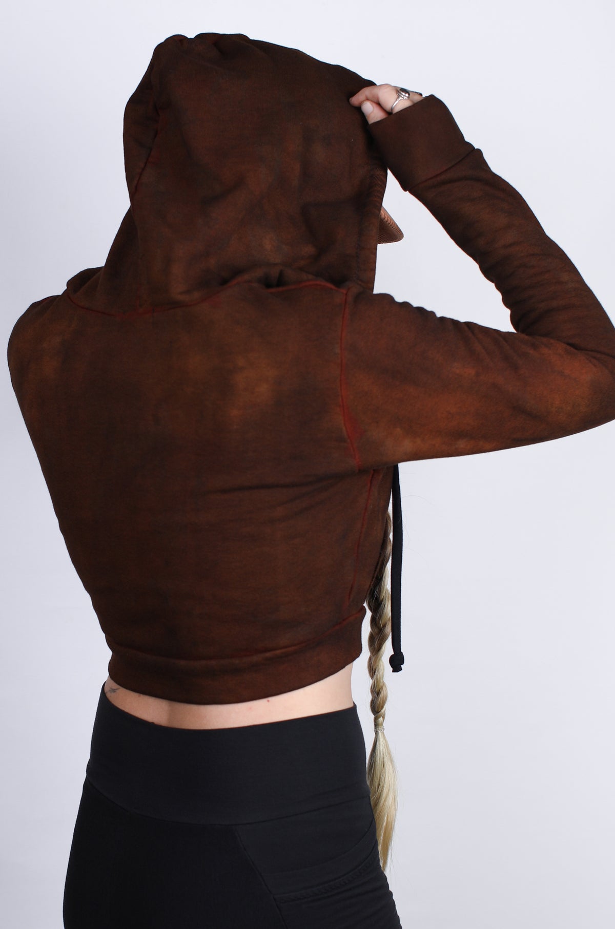S- Brown Lava Bamboo Crop Hoodie