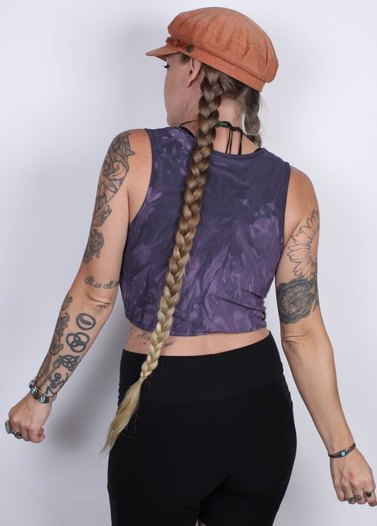 L- Purple Bamboo Fleece Crop