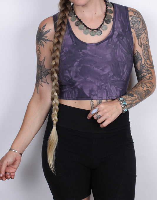 L- Purple Bamboo Fleece Crop
