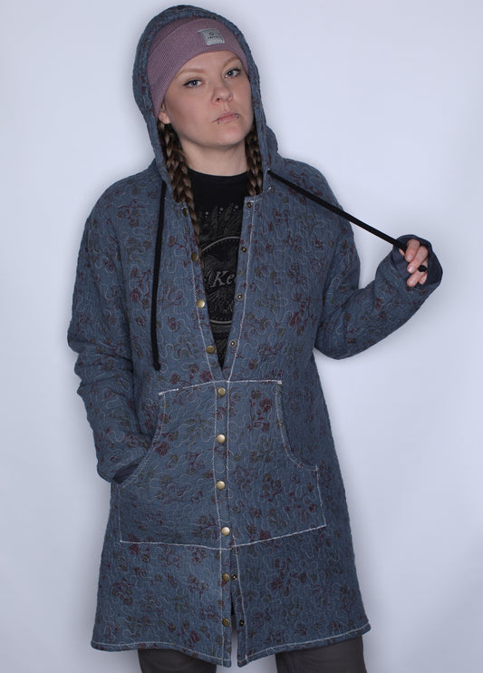 Blue Mottle Quilt Coat