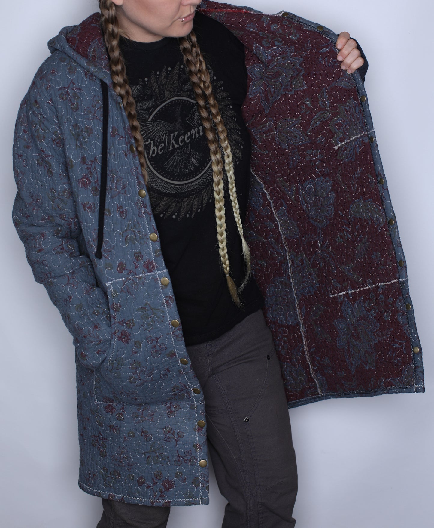 Blue Mottle Quilt Coat