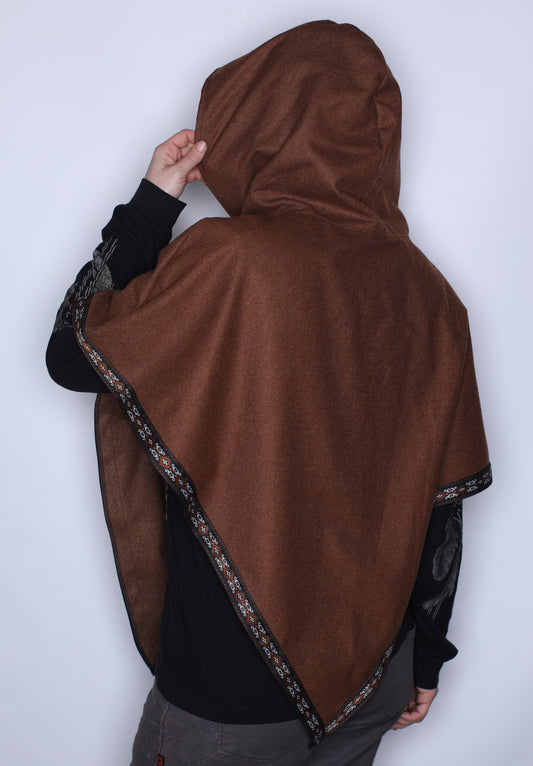 Long Brown Wool Shawl