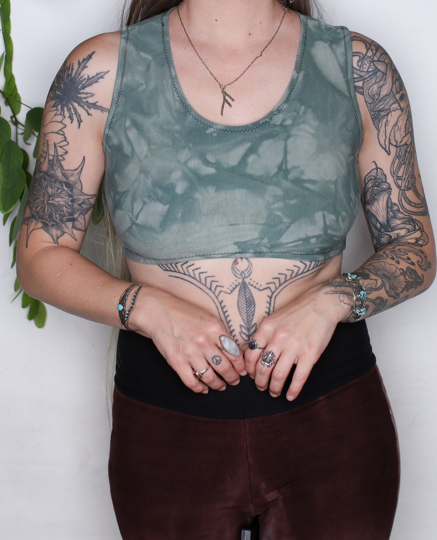 Blue Bamboo Fleece Crop