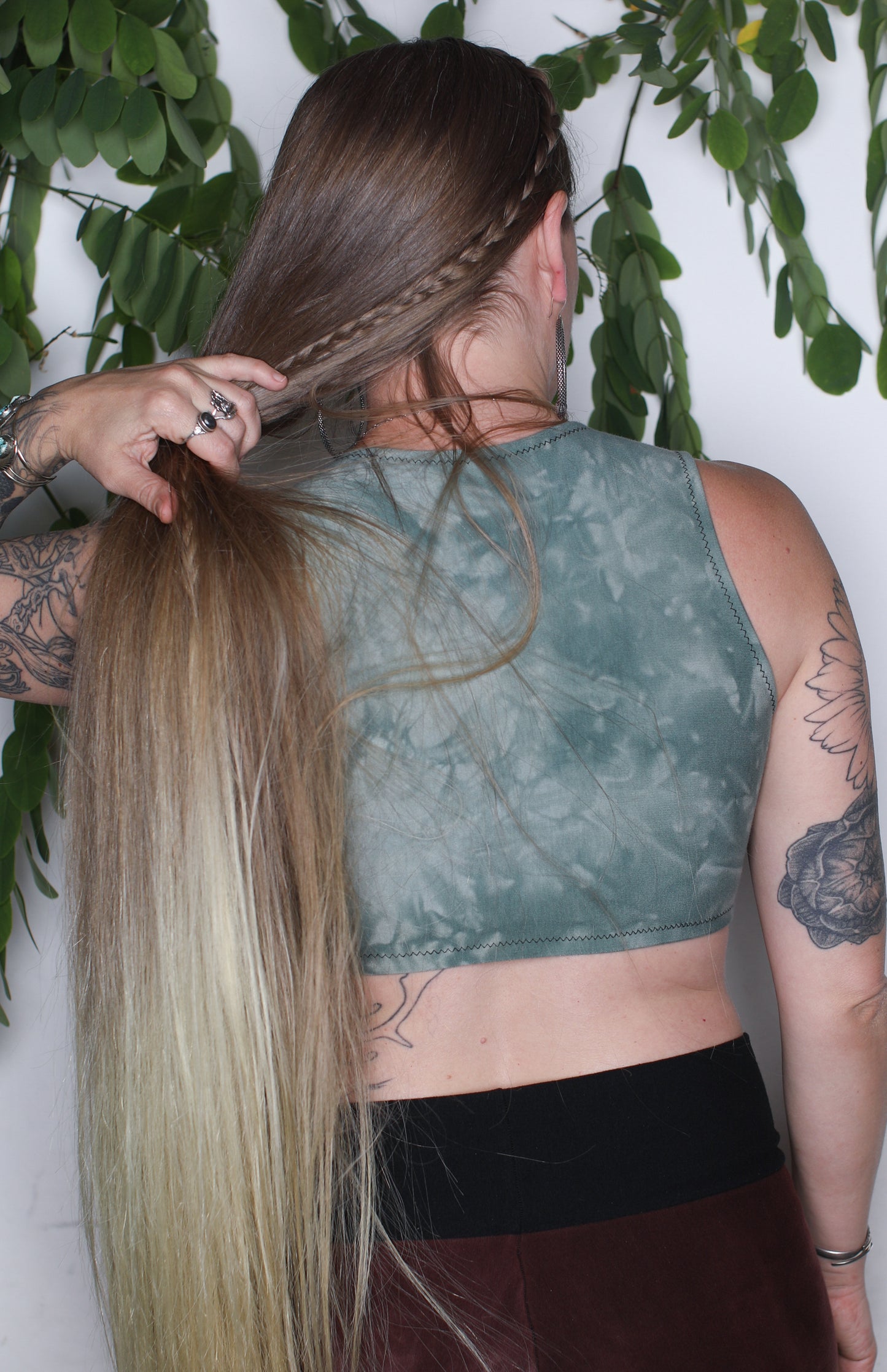 Blue Bamboo Fleece Crop