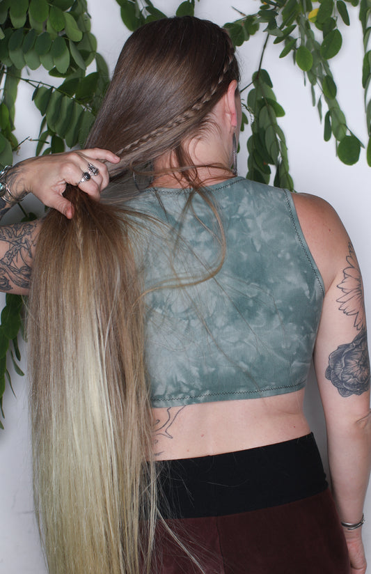 Blue Bamboo Fleece Crop