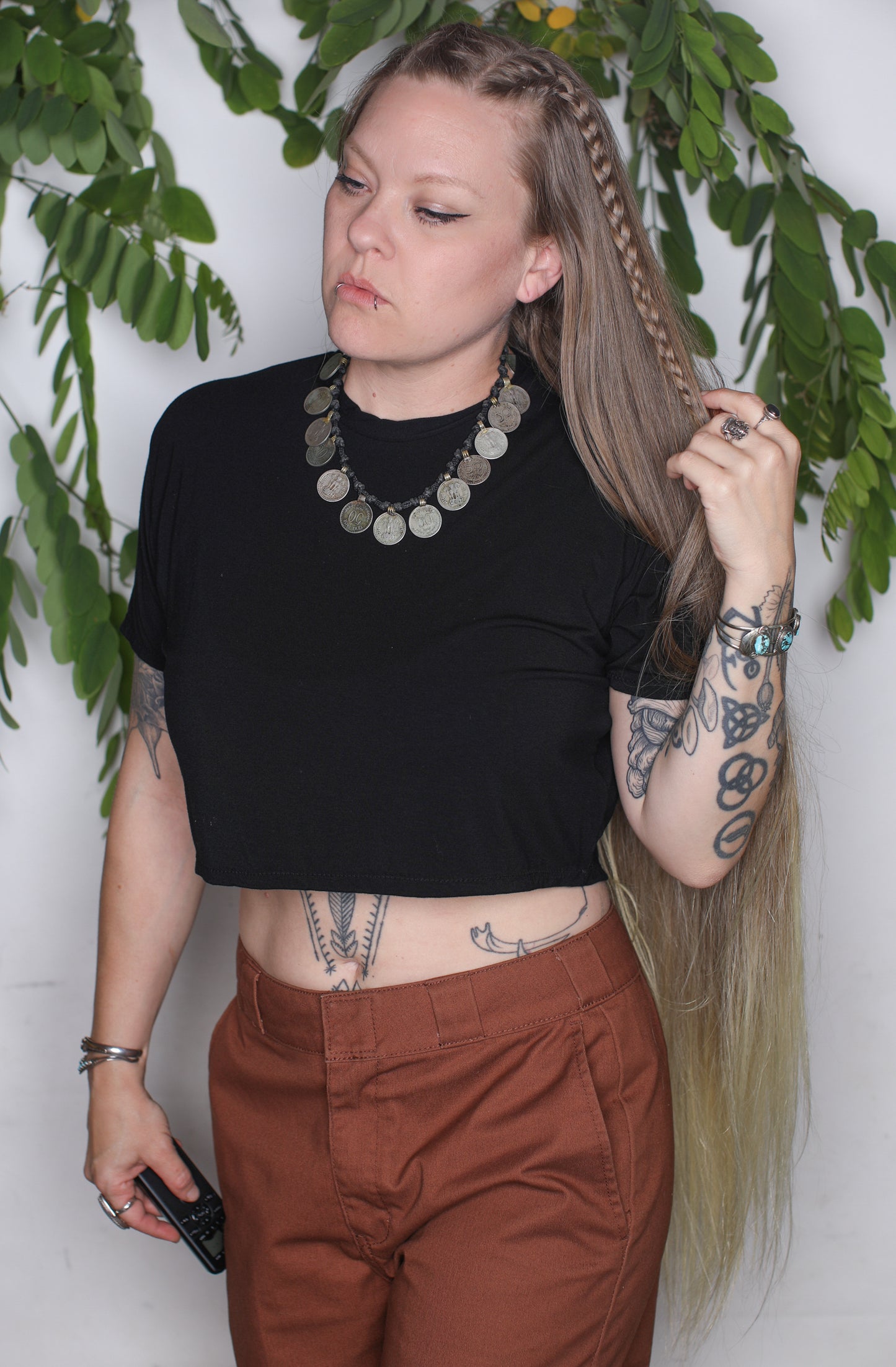 Black Bamboo Jersey Crop Tee