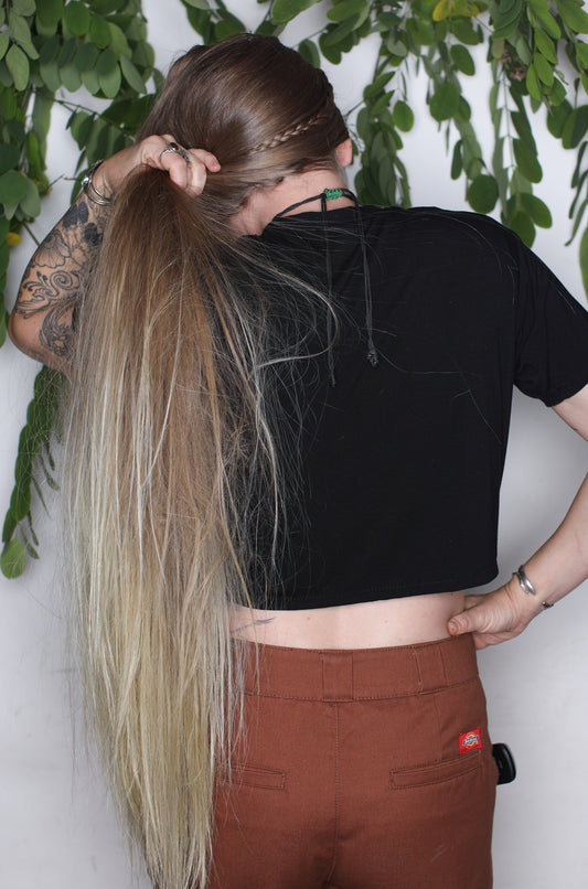 Black Bamboo Jersey Crop Tee