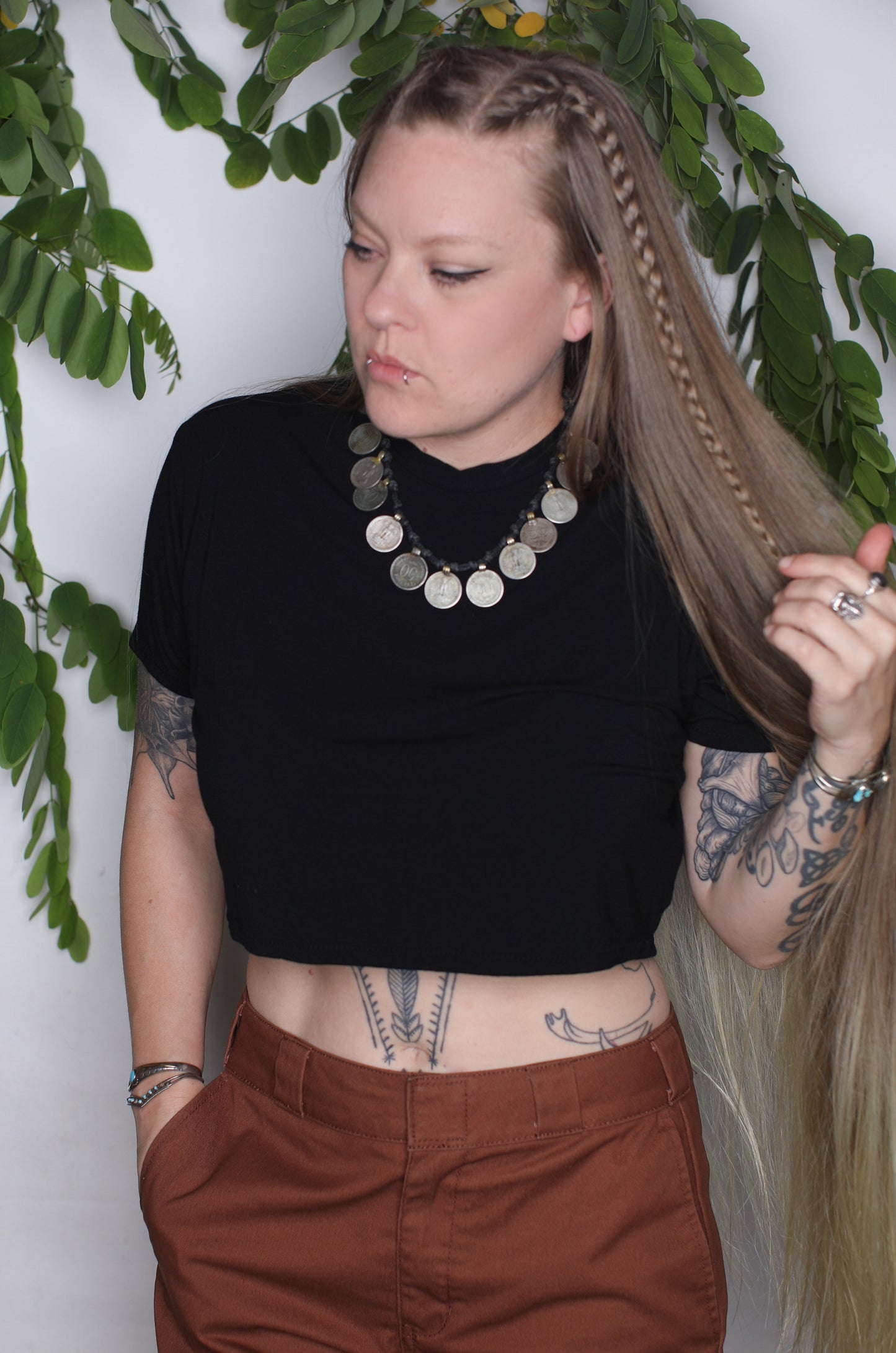 Black Bamboo Jersey Crop Tee