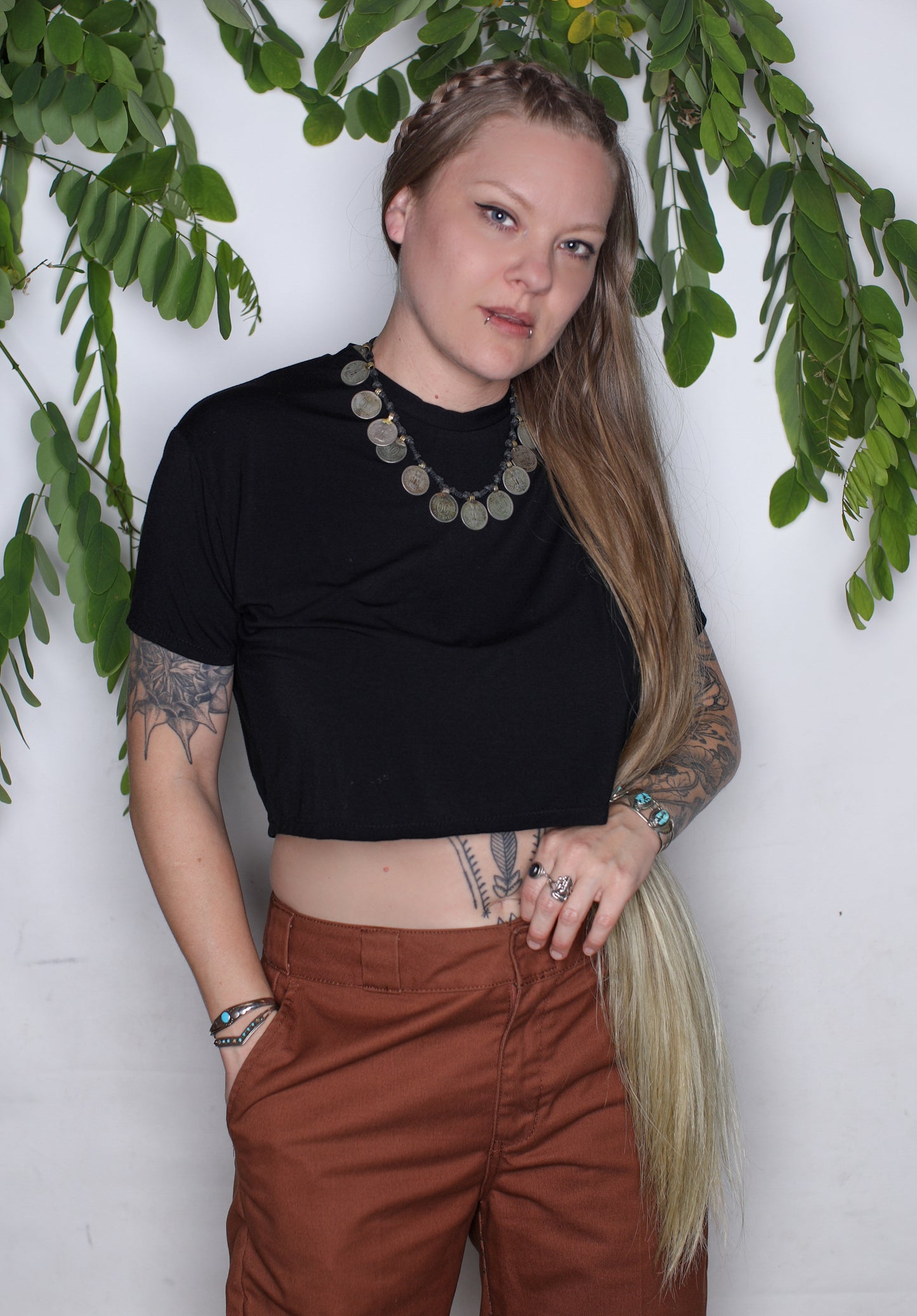 Black Bamboo Jersey Crop Tee