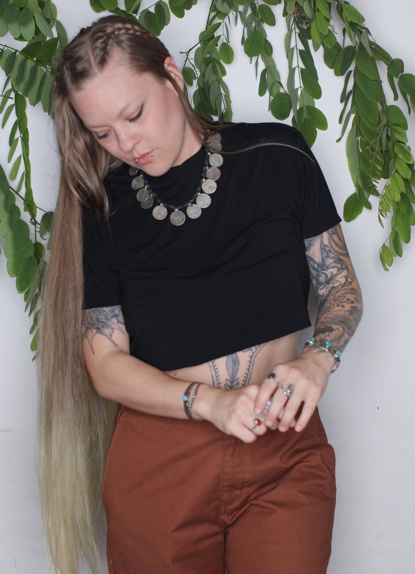 Black Bamboo Jersey Crop Tee