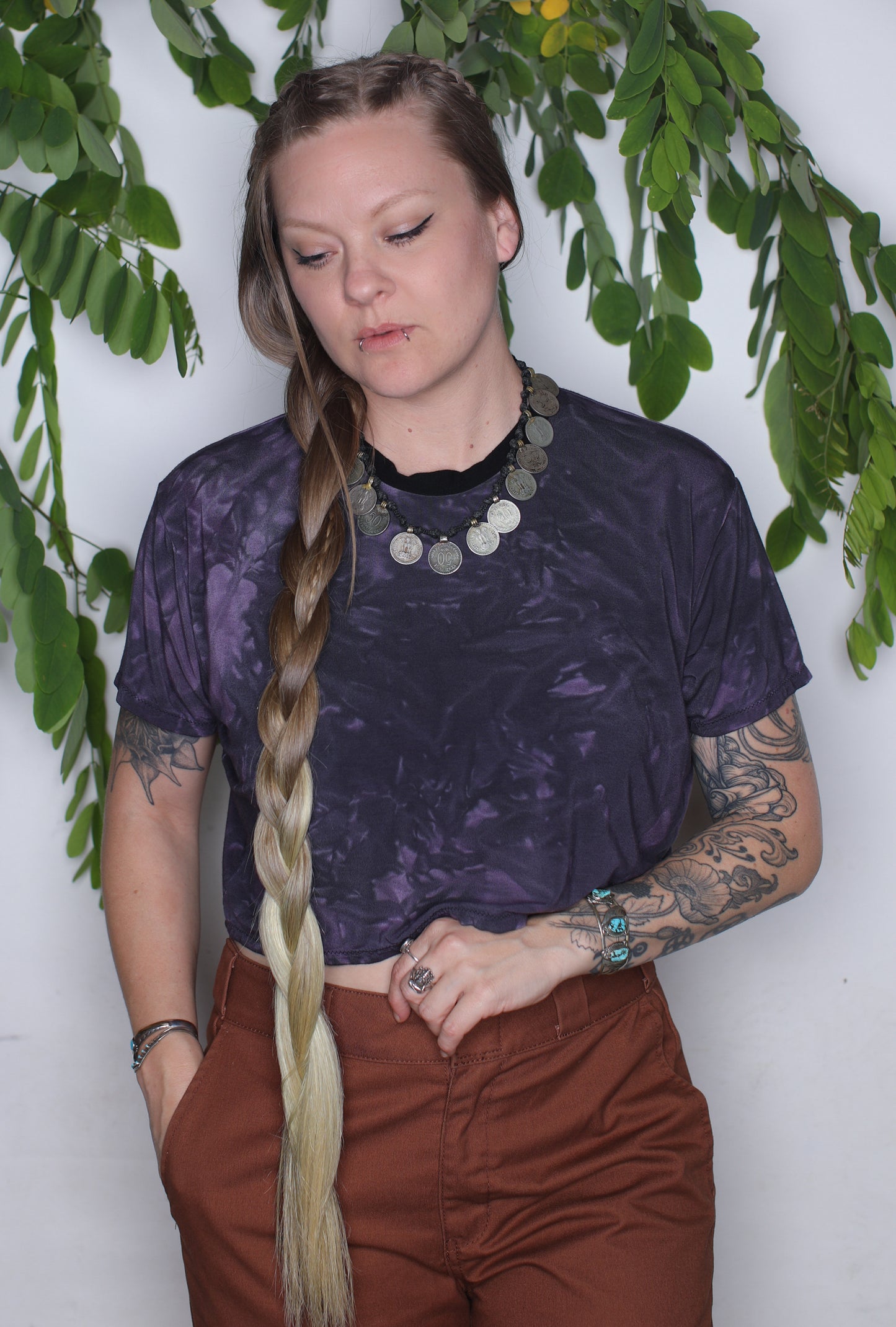 Purple Bamboo Crop Tee