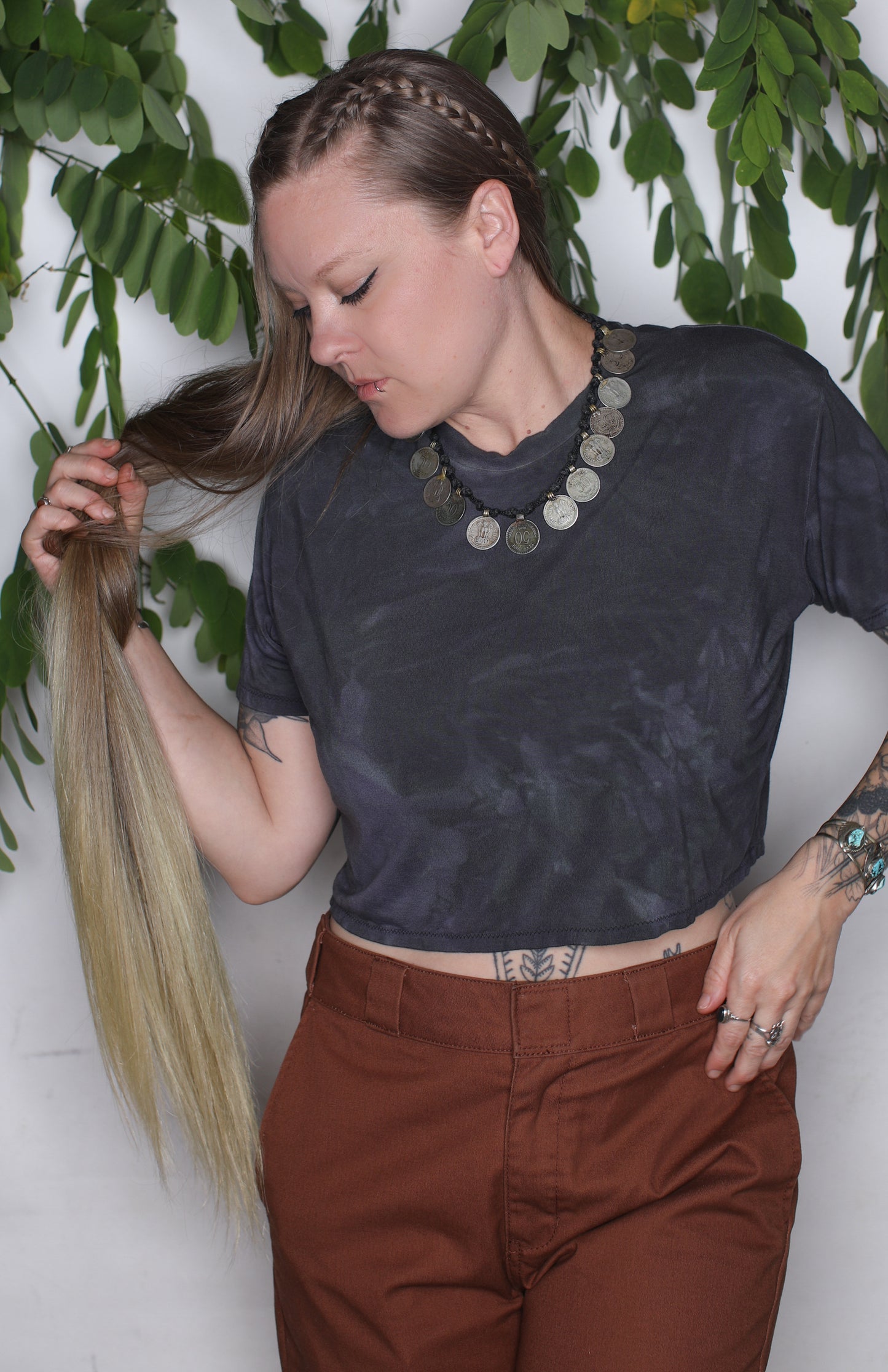 Grey Bamboo Crop Tee