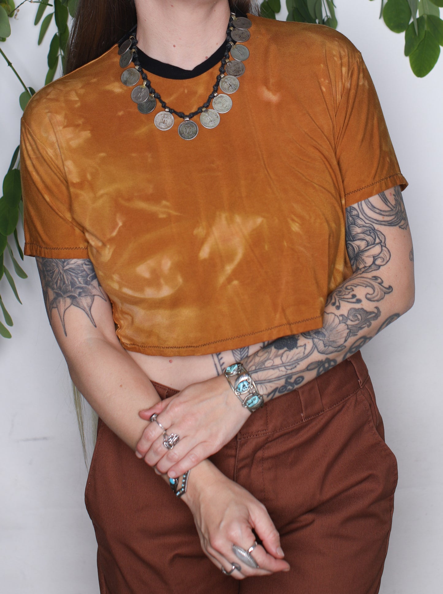 Orange Bamboo Jersey Crop Tee