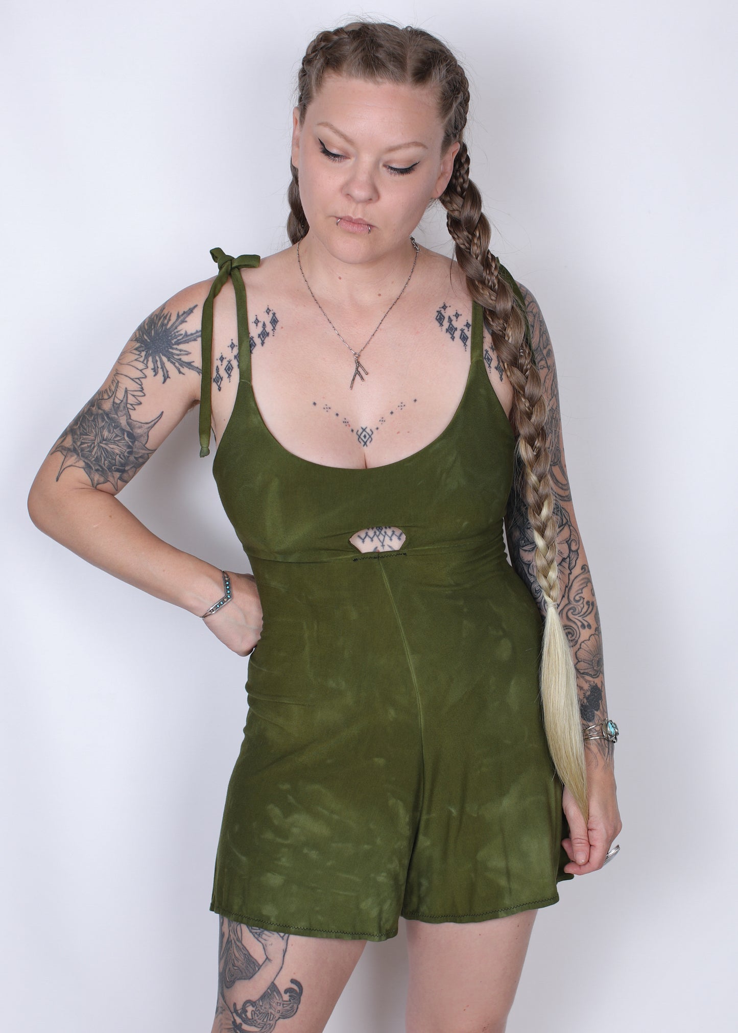 Olive Bamboo Shorts Onsie