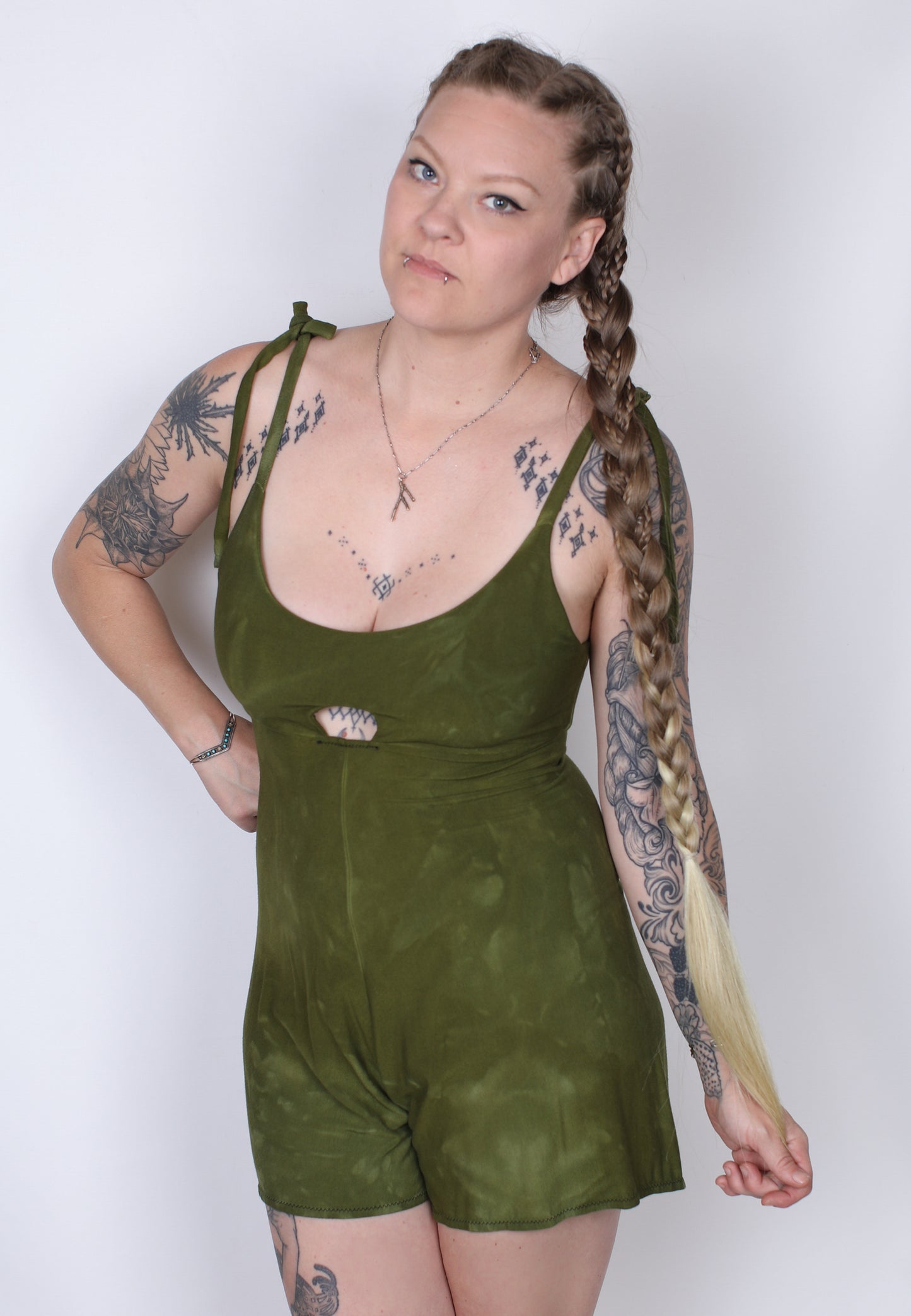 Olive Bamboo Shorts Onsie