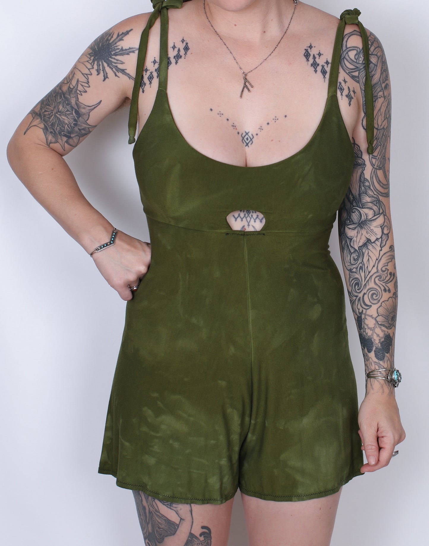 Olive Bamboo Shorts Onsie