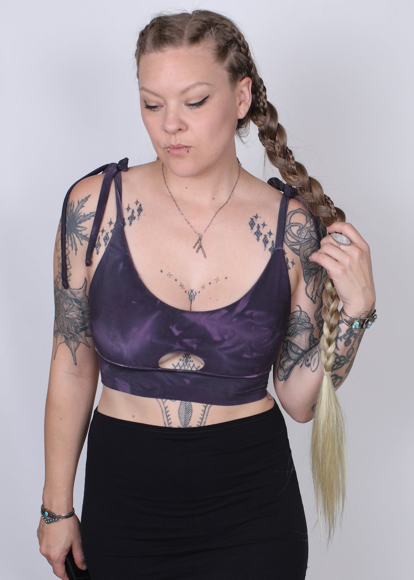 Purple Bamboo Peekaboo Crop