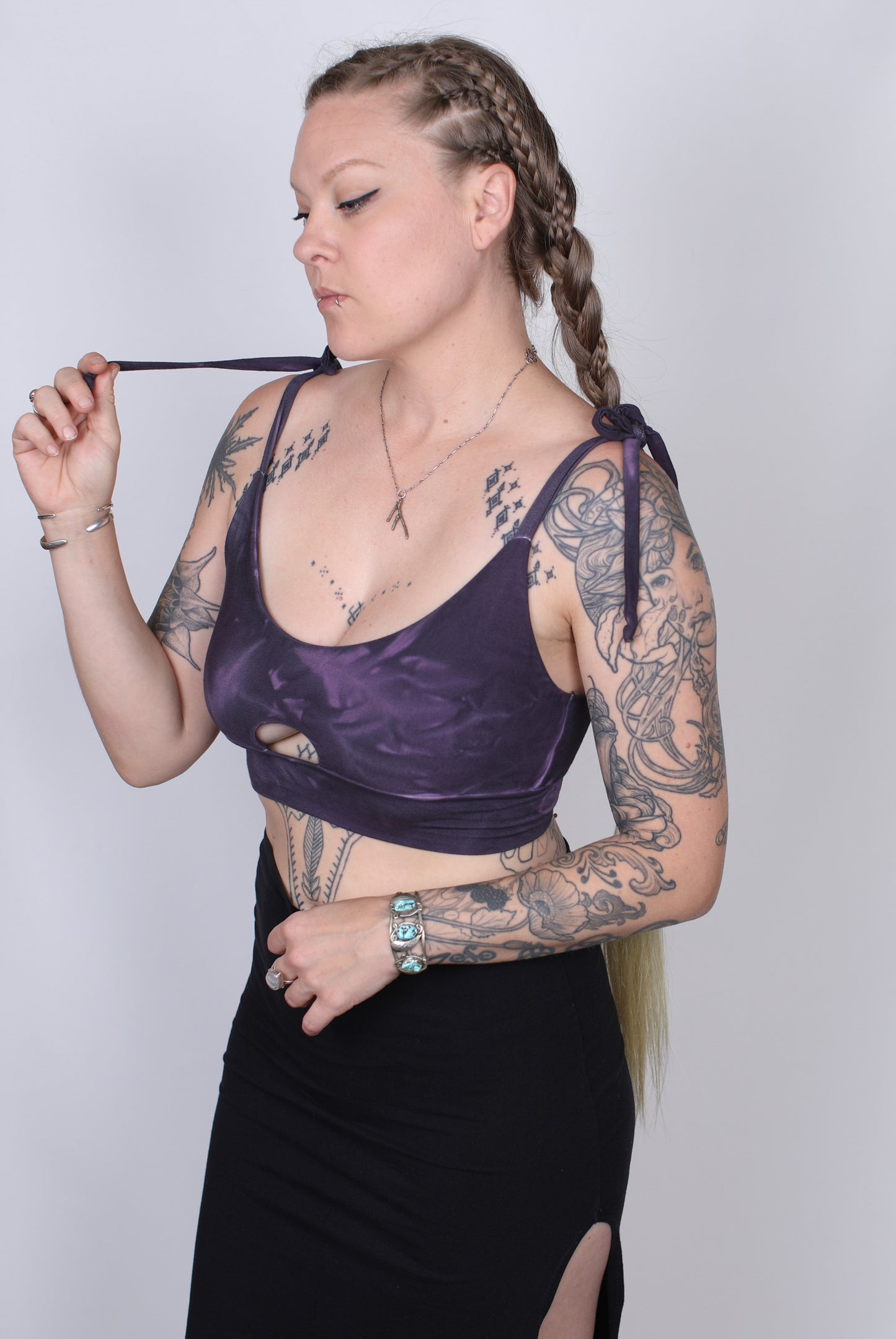 Purple Bamboo Peekaboo Crop