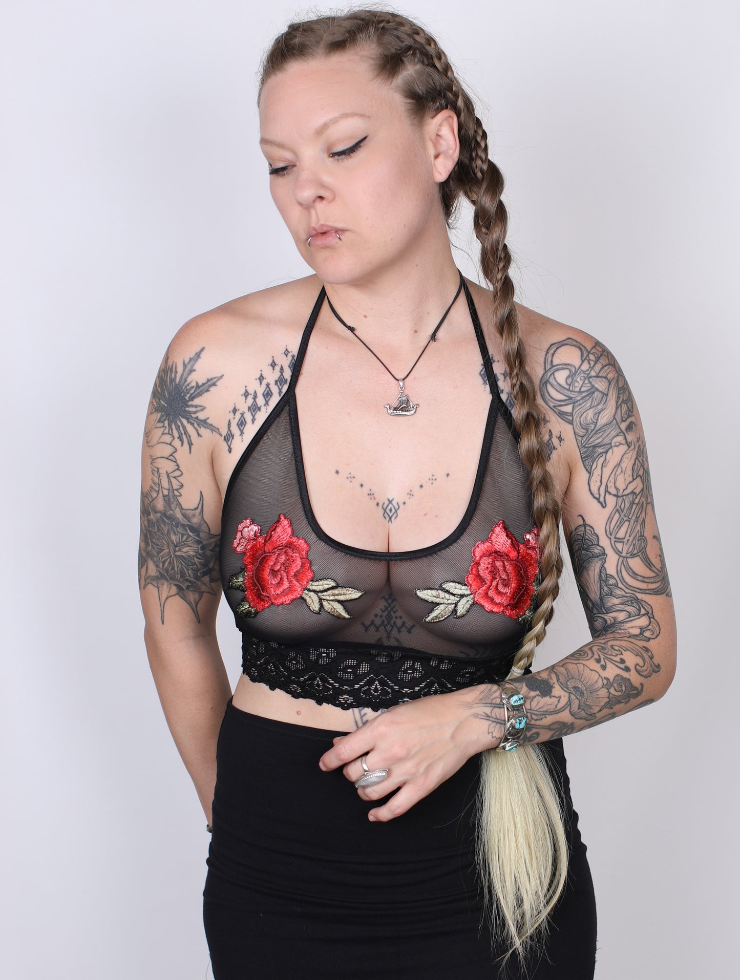 Roses Mesh Crop Top