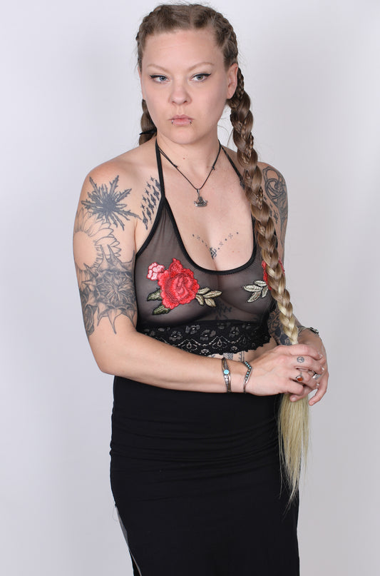Roses Mesh Crop Top