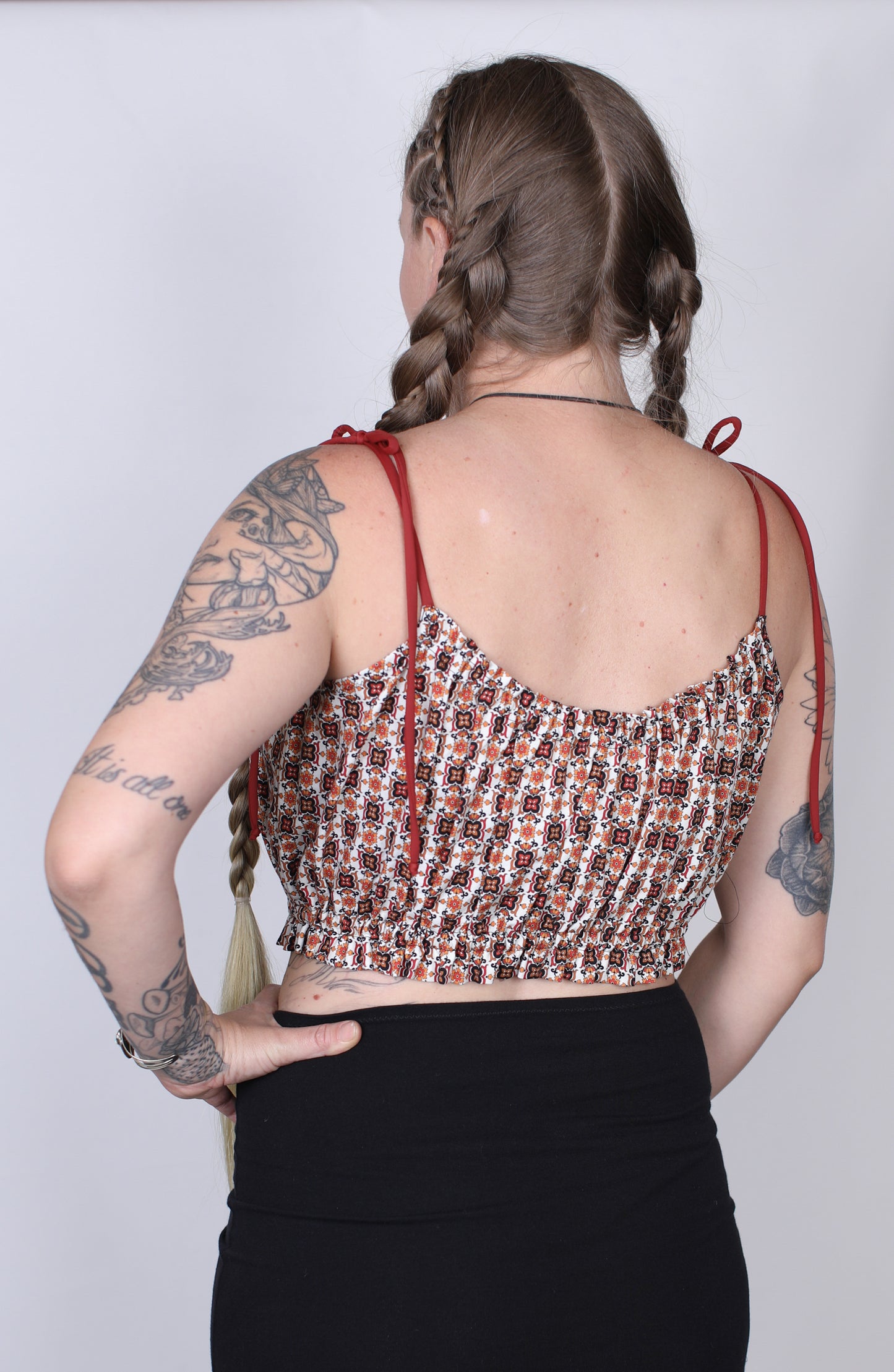 Retro Print Ruffle Top