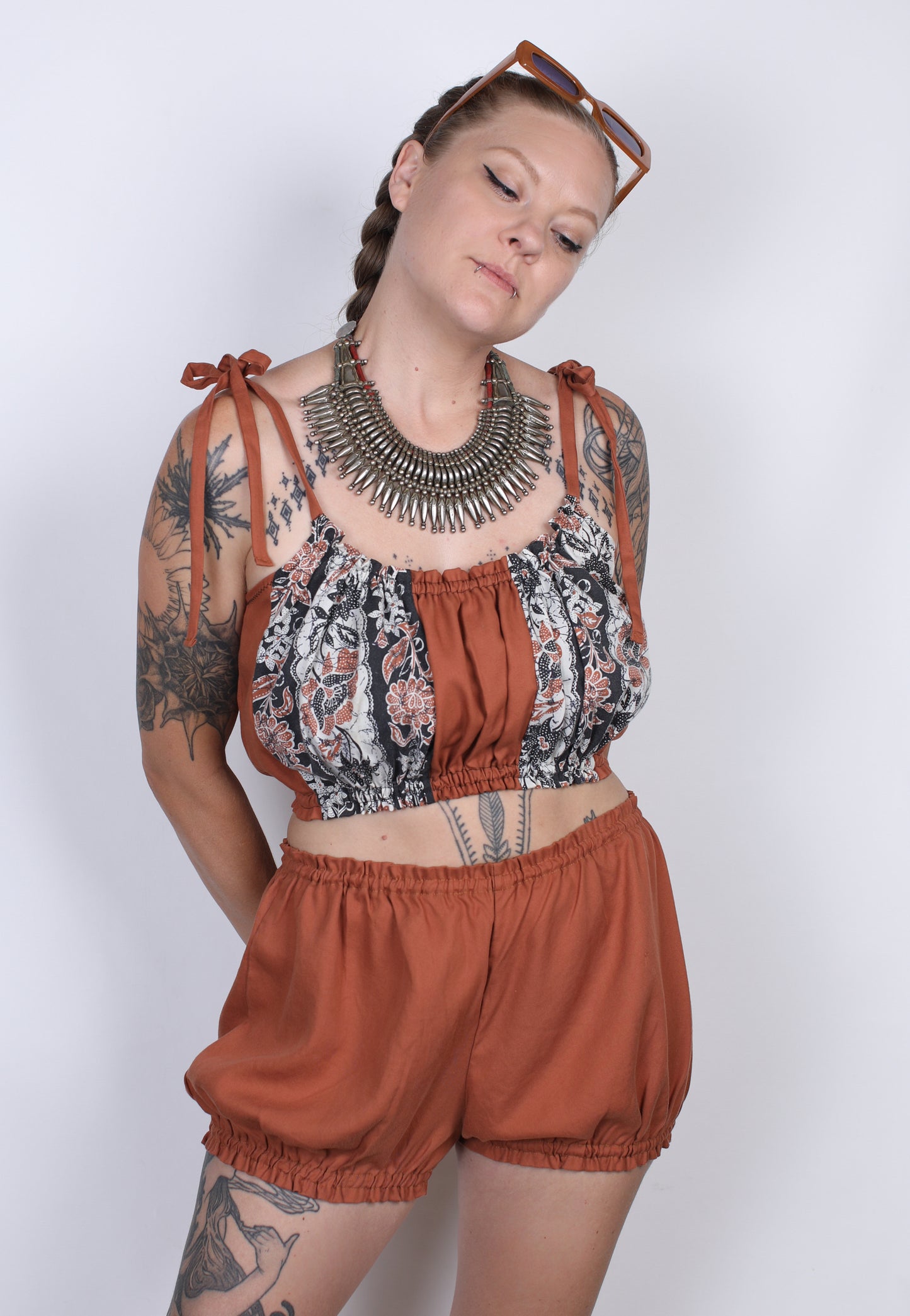 S-XL Orange Bloomer Shorts